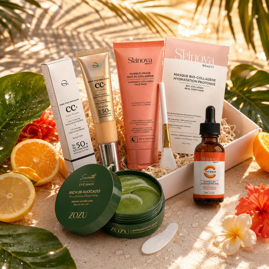 Coffret Routine Été Éclat Skinova : sérum vitamine C et masques au collagène